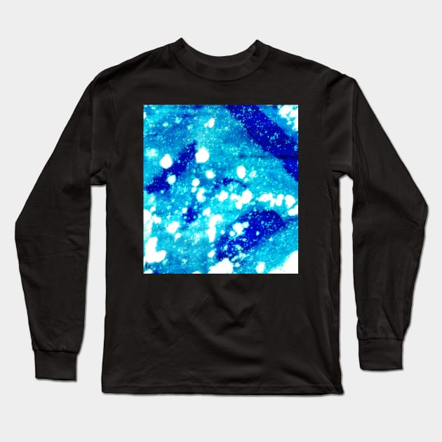 deep blue bright abstract spiral retro art Long Sleeve T-Shirt by FLOWING COLORS